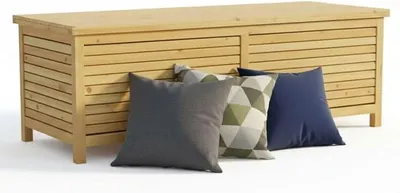 Produktbild von Auflagenbox Holz mit klappbarem Deckel 140x46x52cm Kissenbox Garten Aufbewahrungsbox für Gartenutensilien Gartenbox