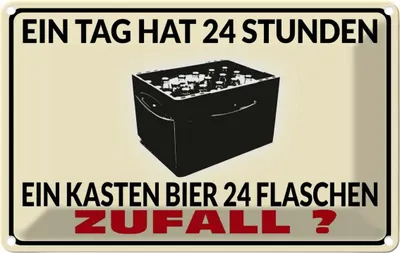Produktbild von vianmo Blechschild 12x18 cm Alkohol ein Tag 24 Std Bier Flaschen Spruch Zitat
