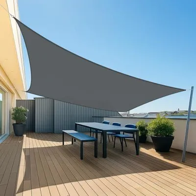 Produktbild von Sonnensegel Wasserdicht 3x3m Rechteckig Sonnenschutz Wetterschutz PES Polyester Segel Baldachin 95% UV Schutz mit Seilen für Garten Balkon Terrasse- Anthrazit