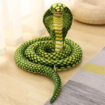 Image de Serpent en peluche, 170 cm, vert, cobra, animal en peluche, réaliste