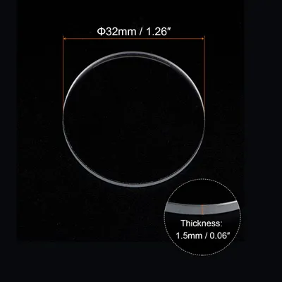 Produktbild von Uhr Klare Kristall Linsenglas 32mm Durchm. 1.5mm Dick Runde Flache Mineral Hohe Durchl?ssigkeit Uhr Glas Ersatz fš¹r Uhrmacher Reparatur