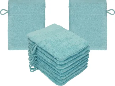 Produktbild von Betz 10 Stück Waschhandschuhe 16x21 cm PREMIUM 100% Baumwolle  Farbe: ocean