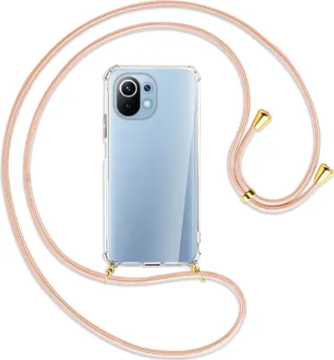 Produktbild von Handykette Backcover-Schutzhülle mit Band (Metall goldfarben) für Xiaomi Mi 11 Lite / Mi 11 Lite 5G - rose peach