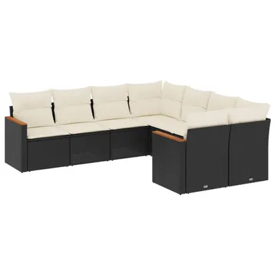 Produktbild von 8-tlg. Garten-Sofagarnitur mit Kissen Schwarz Poly Rattan
