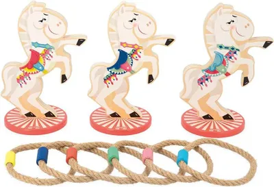 Imagen del producto de Janod - Juego de lanzamiento de aros, caballos de madera, juego de habilidad para niños