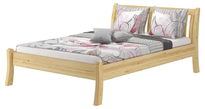 Produktbild von Seniorenkieferbett Doppelbett 140x200 cm geschwungen massiv natur Zubehör wählbar V-60.61-14ohne Zubehör