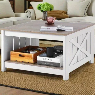 Obrázek produktu pro Konferenční stolek – odkládací stolek – stolek do obývacího pokoje – venkovský styl – kompaktní rozměry 31 x 12,7 cm – dřevo