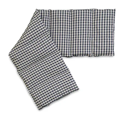 Produktbild von Kirschkernkissen XXL 8-Kammer, 75x20cm - Bio Stoff blau-weiß - Wärmekissen Körnerkissen