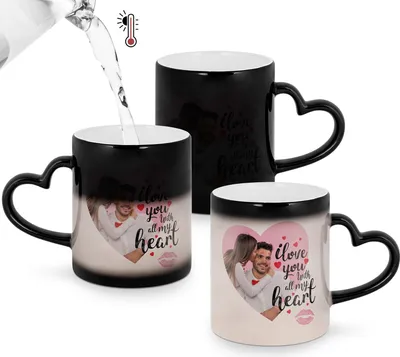 Produktbild von Signmart - Farbwechseltasse für Sublimation - Schwarz mit Herzhenkel - 11oz / 330ml