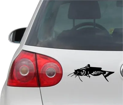 Produktbild von Aufkleber / Autoaufkleber - JDM - Die cut - CATFISH weiß Decal Fenster Laptop - Folie Sticker - schwarz - 149mm x55mm
