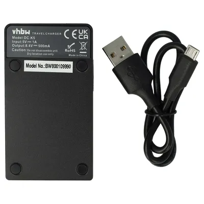 Produktbild von vhbw USB-C Ladegerät kompatibel mit Panasonic Lumix DMC-GH3GK, DMC-GH3HGK, DMC-GH3H, DMC-GH3AGK Kamera - Ladeschale + USB-C Kabel Ladeanzeige