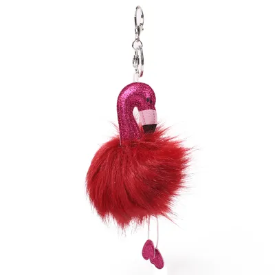 Produktbild von Niedlicher Flamingo-Plüsch-Anhänger, Schlüsselanhänger, Auto-Schlüsselanhänger, Taschenanhänger, Geschenk-Rosenrot