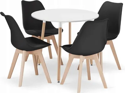 Obrázek produktu pro Jídelní set 1 + 4, stůl KAMI 80x80 bílý + židle BALI MARK černá
