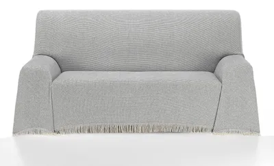 Sprei 300x260 cm, grau kariert, 80% Baumwolle 20% Polyester