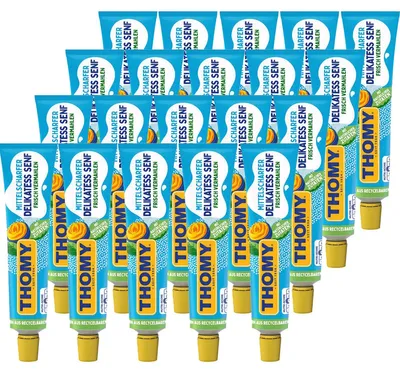 Zdjęcie produktu dla Thomy Delikatess musztarda średnio ostra pikantna tubka 100ml opakowanie 20 sztuk