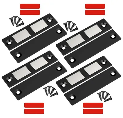 Produktbild von Sonstiges Türzubehör 4er-Pack magnetische Türfänger, schwarz, robustes Schrankschloss, 30 kg Schrank- und Schubladen-Türmagnete, doppelte Magnetverrie