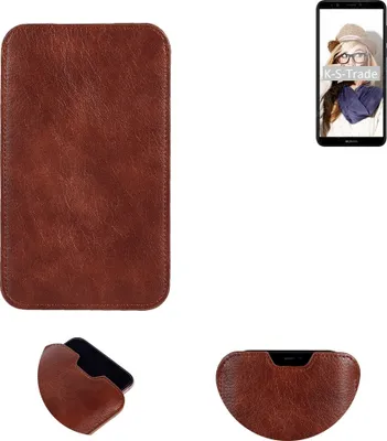 Produktbild von K-S-Trade Schutzhülle Handyhülle kompatibel mit Huawei Y7 Prime 2018 Handytasche Kunstleder Sleeve in braun