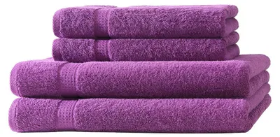 Produktbild von 4er Set Frottee 2x Handtücher 2x Duschtücher Elegance 100% Baumwolle 500 gsm 50x100 cm 70x140 cm aubergine
