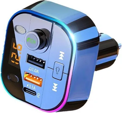 Image de Adaptateur sans fil pour voitures, émetteur FM - Radio - Système audio sans fil - Haut-parleurs - Chargeur de voiture multifonctionnel
