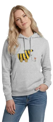Produktbild von Spreadshirt Janosch Große Tigerente Mit Blume Damen Hoodie, L, Hellgrau meliert