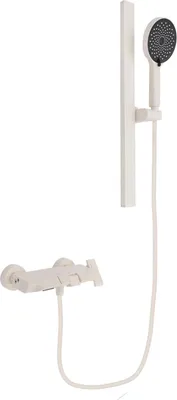Produktbild von Duschset - Wandmontage - 3 Strahlarten - Ohne Überkopfbrause - Runde Handbrause - Keramikventil - Eloxiertes Aluminium - Weiß