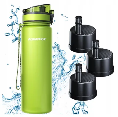 Produktbild von AQUAPHO CITY Filterflasche 800 ml Grün Set mit 3 Filterkartuschen