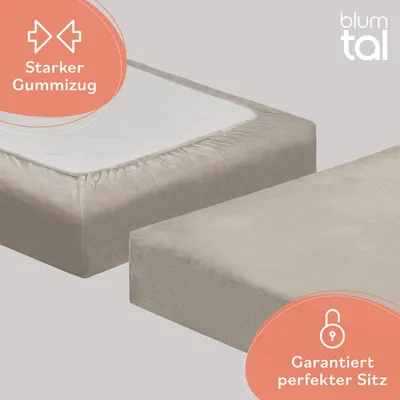 Produktbild von Blumtal Spannbettlaken Cashmere Touch 200x200 cm Plüsch - Spannbettlaken 200x200 Winter aus Mikrofaser - Spannbettlaken weich 200x200cm Beige