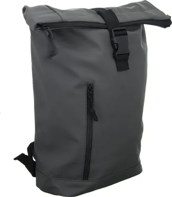 Produktbild von Rolltop-Rucksack BKR113 Grau mit gepolsterten Schulterriemen und Rücken 27x41x11,5 cm