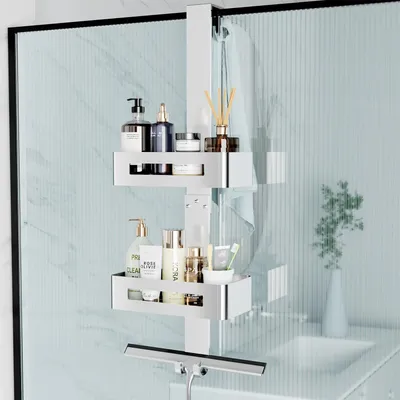 Duschregal ohne Bohren, Bad-Organizer, Silber, 33x14x9 cm