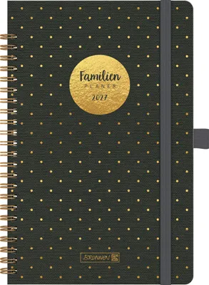 Produktbild von BRUNNEN 1070291017 Buchkalender Familienplaner 2027 "Gold-Punkte" A5, Kunststoff
