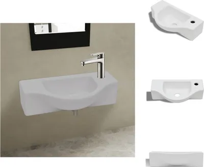 Immagine prodotto di Lavabo in Vetroceramica con foro per rubinetto bianco - Lavabo da bagno