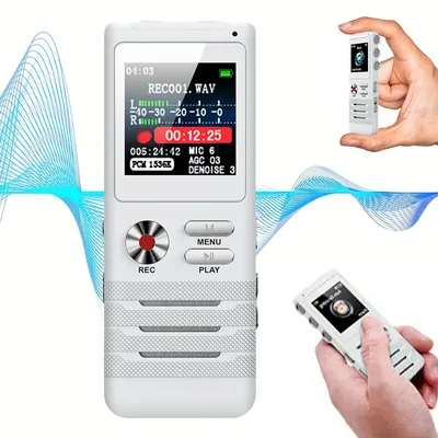 Produktbild von Diktiergerät mit Sprachaktivierung, 8GB 700 Std Aufnahme, Rauschunterdrückung, tragbar, Dual Mikrofon, für Vorlesung, Meeting, Interview, USB MP3