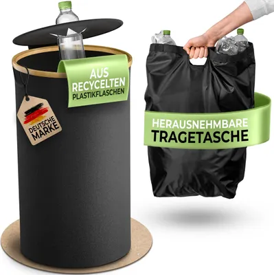 Produktbild von Glückstoff®️ Runde Pfandflaschen Aufbewahrung mit XXL Tragetasche – Flaschensammler für Küche und Abstellraum