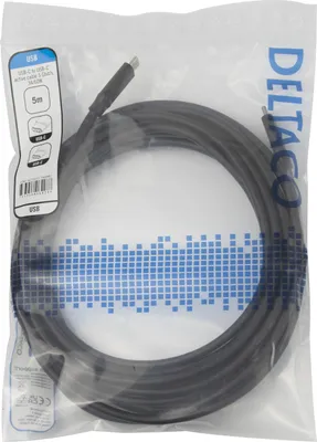 Productafbeelding van Deltaco USBC-ACTIVE51, 5 meter, USB-C, USB-C, USB 3.2 Gen 1 (3.1 Gen 1), 5 Gbit/s, zwart