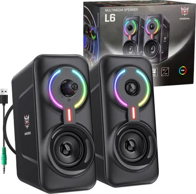 Produktbild von CMYbabee PC Lautsprecher Set, Mini RGB Gaming Monitor Lautsprecher für PC, 2.0 USB-Betriebene, klein Computer Lautsprecher, Plug & Play, 5W, Schwarz