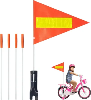 Productafbeelding van Kinder Fietsvlag - Veiligheidsvlag Fiets - Fietsen Veilig - Reflecterende Strepen - 28 x 21.5 cm - Geel