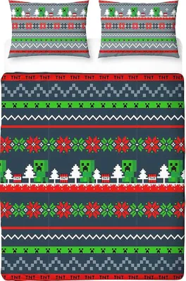 Image de Minecraft - Noël Parure de lit, réversible TC778 (Lit double) (Multicolore)