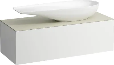 Produktbild von LAUFEN ILBAGNOALESSI Schubladenelement, 1 Hahnloch, Steinplatte Calce Avorio, Ausschnitt rechts, 120x50x37cm, zu WT-Schale H81897 4, H4313250979901