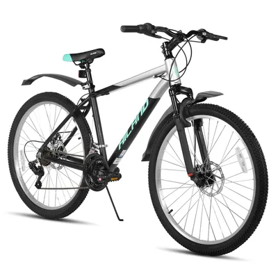 Produktbild von Hiland 26-Zoll-Herren-Mountainbike, 18-Gang, Federgabel, leichter Aluminiumrahmen, doppelte mechanische Scheibenbremsen, MTB Fahrrad für Erwachsene