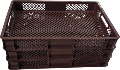 Produktbild von 3x Bäckerkiste Brötchenbox Brotbehälter Konditorenbox Stapelbox Gitterbox EURO-Norm 9cm braun
