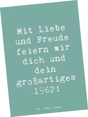 Produktbild von Mr. & Mrs. Panda Postkarte Spruch 1962 Geburtstag - Meeresbrise - Geschenk, Happy Birthday, geboren, Geburtsjahr, Erfolge, Geburtstagsgeschenk, Alter, Ansichtskarte