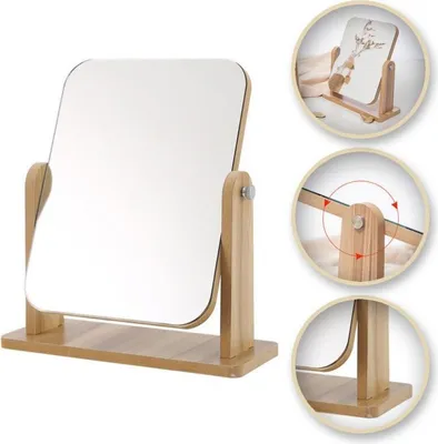 Image de ECARLA - Miroir cosmétique rectangulaire en bois