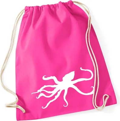 Produktbild von Huuraa Turnbeutel Oktopus Silhouette 12 Liter Fuchsia Baumwolle Rucksack Geschenkidee