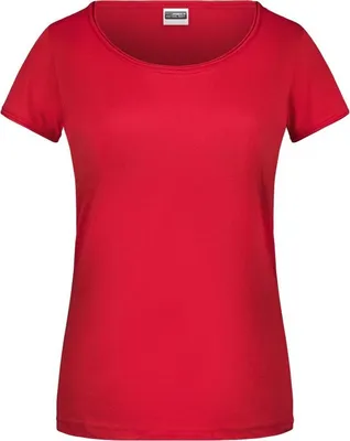 Produktbild von Ladies'-T Damen T-Shirt mit trendigem Rollsaum red, Gr. L