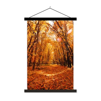 Produktbild von MuchoWow® Textilposter Herbst - Wald - Laub - Jahreszeiten 60x90 cm mit schwarzem Rahmen - Poster Wohnzimmer