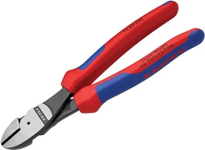 Obrázok produktu pre Knipex 74 02 200 SB, Ručná rezačka káblov, Modrá, Červená, Čierna, Nerezová oceľ, 4,2 mm, DIN ISO 5749, 200 mm