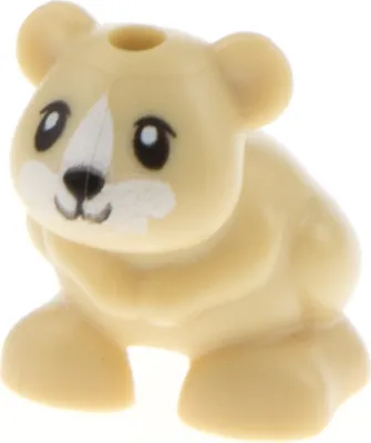 Produktbild von 1x Lego Tier Hamster beige Gesicht weiß schwarz Friends/Elves Harry 24183pb02