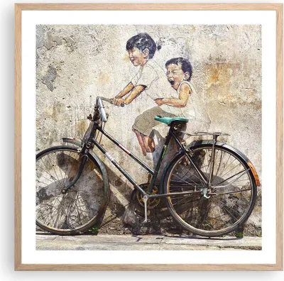 Produktbild von Gerahmtes Poster - Rahmen in heller Eiche - Graffiti modern - 60x60 cm - Wand Bild - Wanddeko - Wandbilder - Kunstposter - Wandposter - Bilderrahmen - Bilder - Kunstdruck - Wandbild - P2NAC60x60-3617