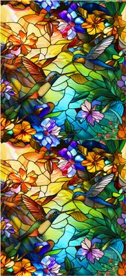 Produktbild von Statische Fensterfolie aus Buntglas, Vintage-Blumen, Sichtschutz, Sonnenschutz, Glashaftung, wasserdichte PVC-Fensterabdeckfolie
