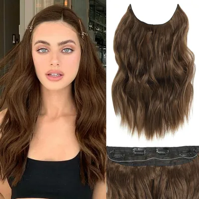 Obrázok produktu pre Predĺženie vlasov, 40,6 cm, vlnité, s 4 sponkami, stredná hnedá farba